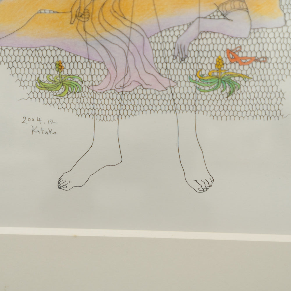 肉筆原画 / 岡田克子『ボッテチェリー礼讃』 / 日動画廊取扱シール付属