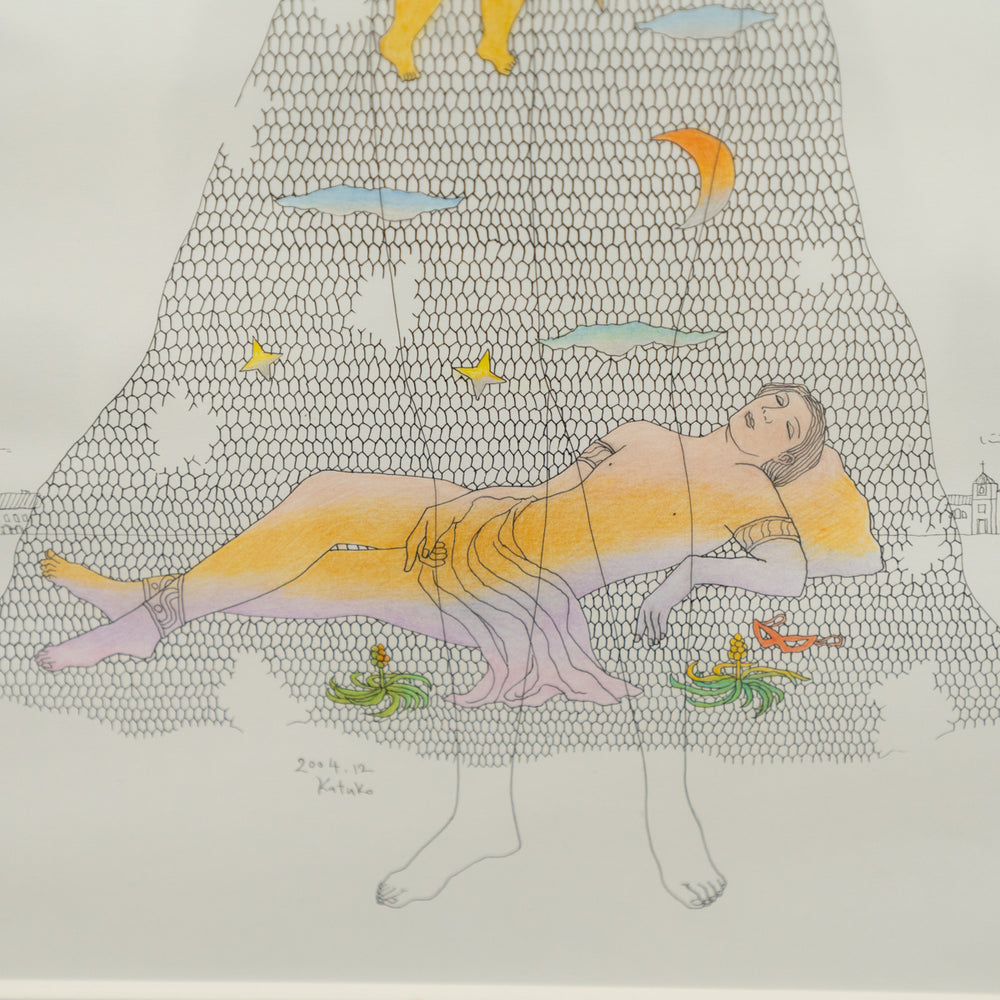 肉筆原画 / 岡田克子『ボッテチェリー礼讃』 / 日動画廊取扱シール付属