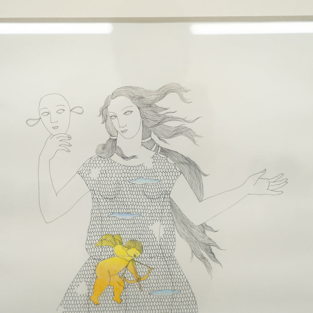 肉筆原画 / 岡田克子『ボッテチェリー礼讃』 / 日動画廊取扱シール付属