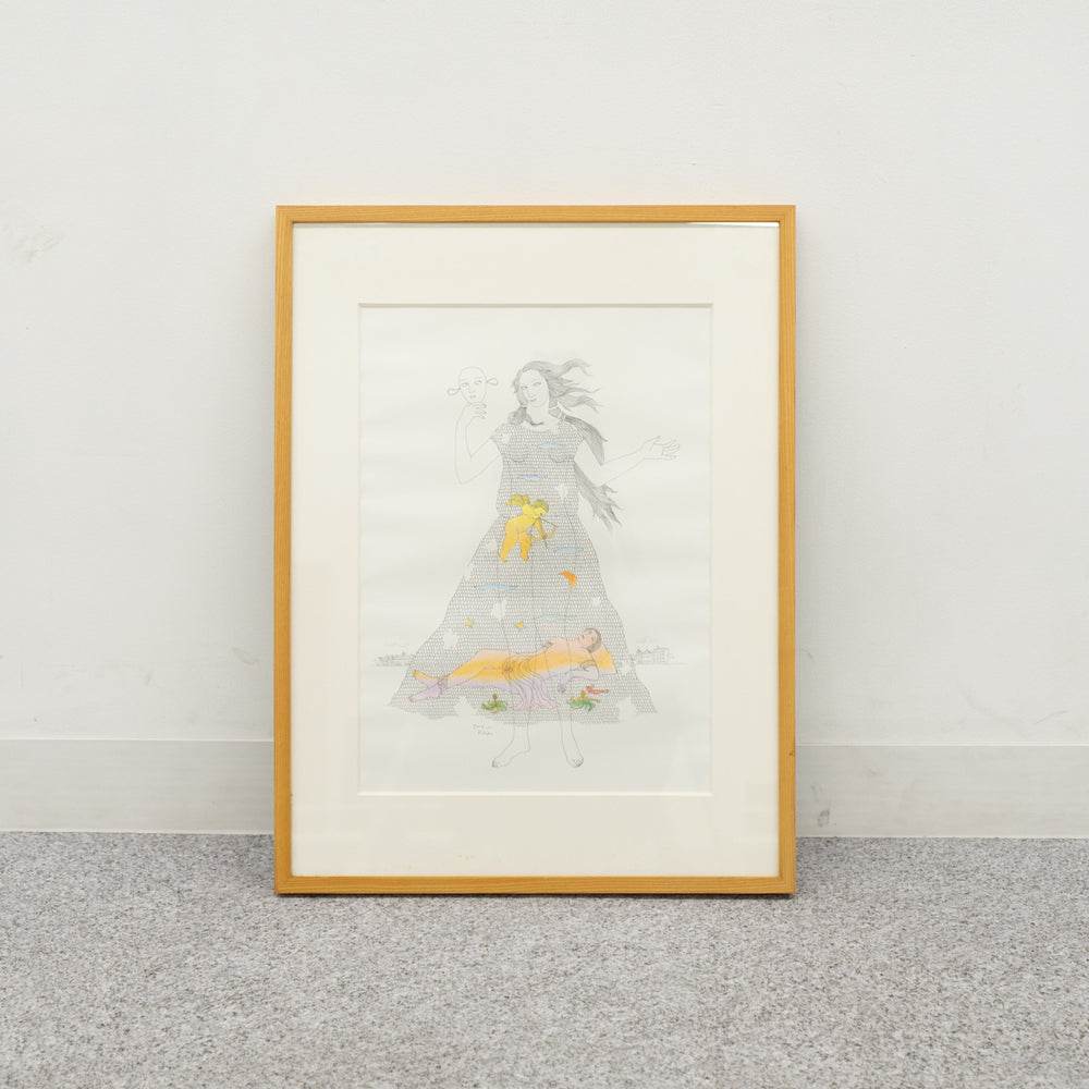 肉筆原画 / 岡田克子『ボッテチェリー礼讃』 / 日動画廊取扱シール付属
