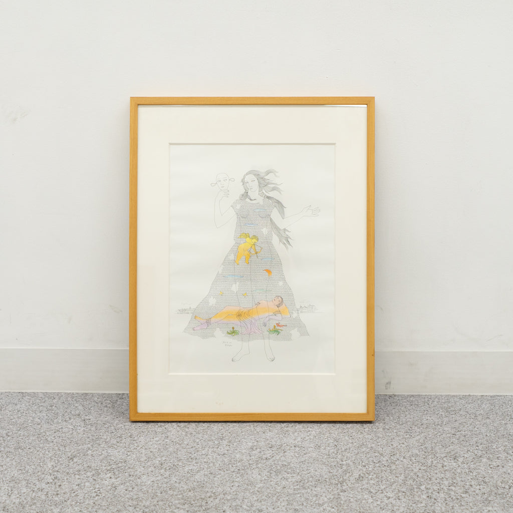 肉筆原画 / 岡田克子『ボッテチェリー礼讃』 / 日動画廊取扱シール付属