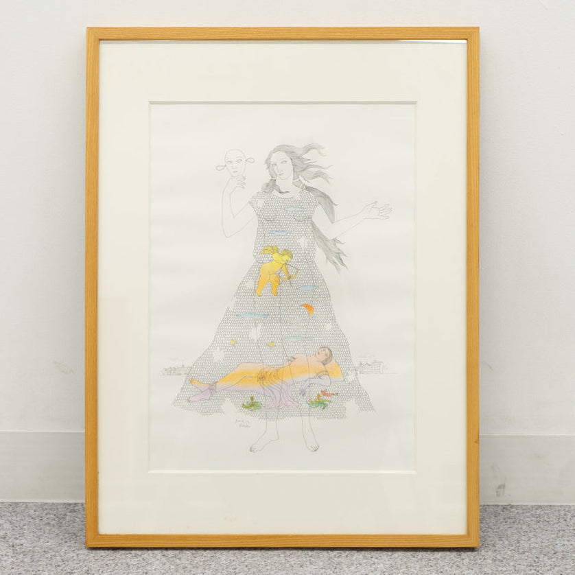 肉筆原画 / 岡田克子『ボッテチェリー礼讃』 / 日動画廊取扱シール付属